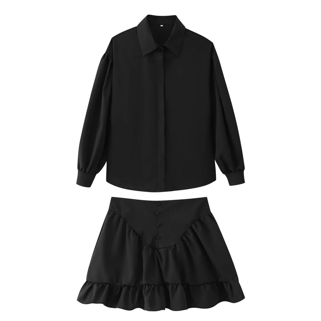 Damen elegantes Set aus Bluse und Rock W&W