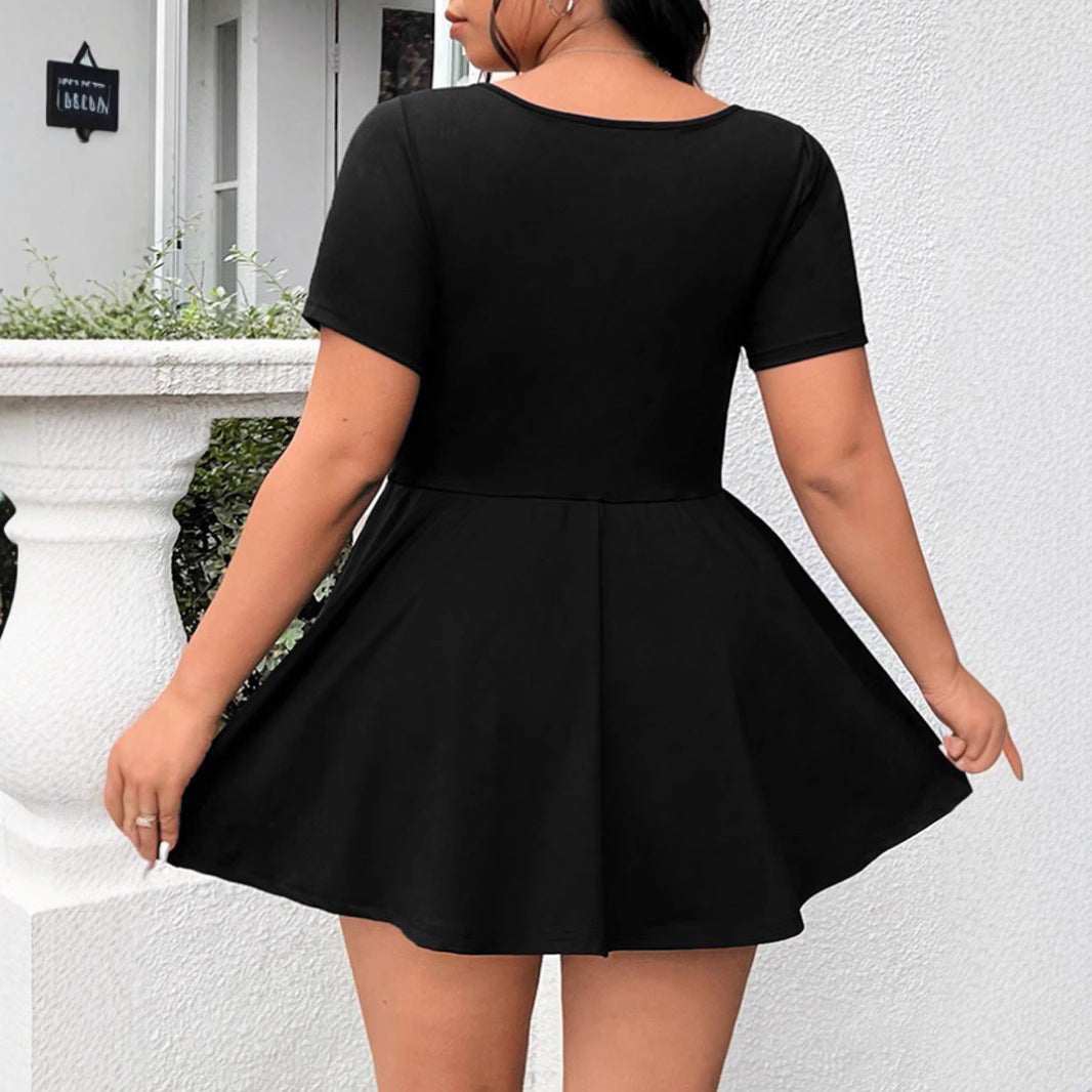 Damen A-linien Kleid mit Rundhalsausschnitt W&W Mode