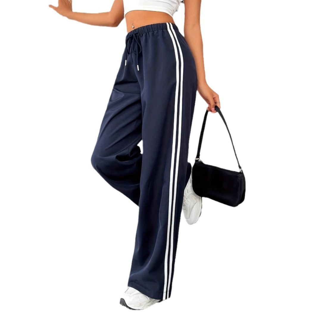 Damen Freizeithosen mit hoher Taille und sportlichen Streifen WW