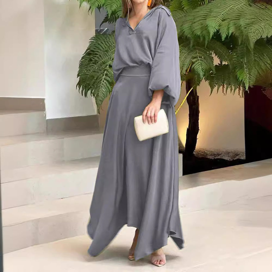 Damen Maxikleid mit weitem Schnitt und eleganten Ärmeln WW