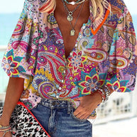 WW | Spitzenbestickte Boho Langarm Tunika Bluse