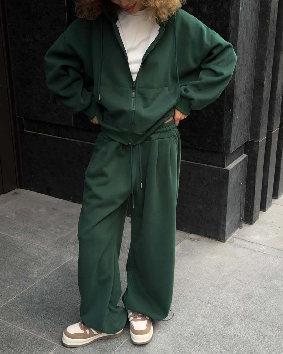 Damen sportlicher Hoodie mit weitem Schnitt und bequemen Jogginghosen WW