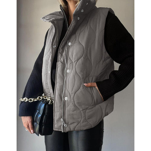 Damen Steppweste mit hohem Kragen und praktischen Taschen WW