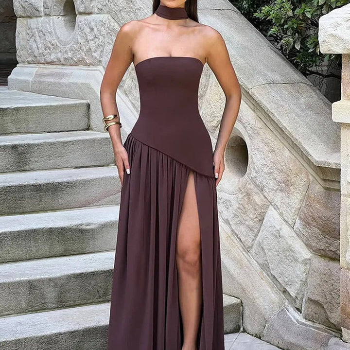 W&W Mode | Elegantes rückenfreies Maxikleid mit Schlitz