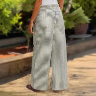 Damen Bequeme Strandhose mit lässigem Streifenmuster und geflochtenem Bund WW