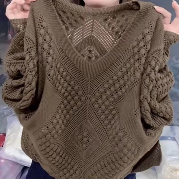 Damen Pullover mit V-Ausschnitt und modernem Strukturmuster WW