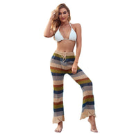 Damen Luftige Häkelhose im Boho-Stil mit hoher Taille WW