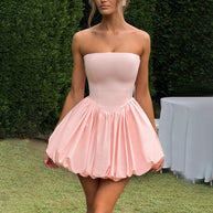 Damen Strapless Ausgestelltes Bubble Kleid WW