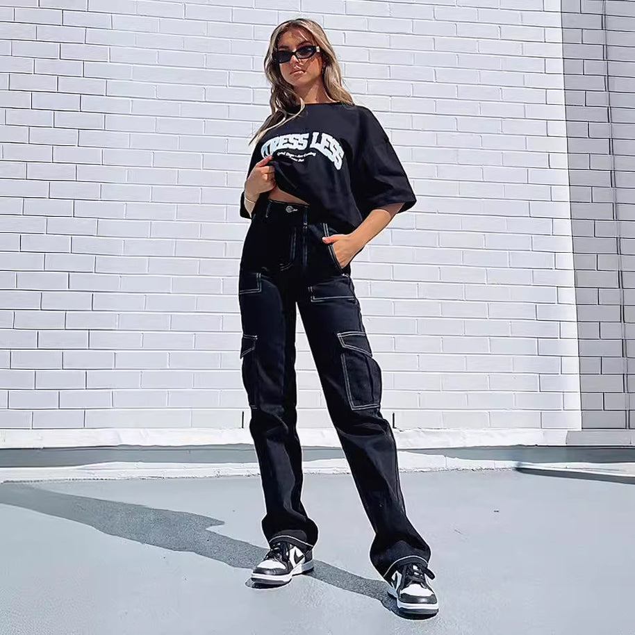 Damen Cargo-Hose mit elastischem Bund und praktischen Taschen WW