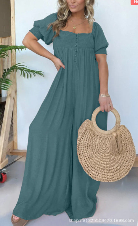 Damen Relaxed Fit Maxikleid mit Puffärmeln WW