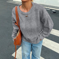 Damen Bequemer Pullover aus feiner Strickqualität mit zeitlosem Rundhalsausschnitt WW