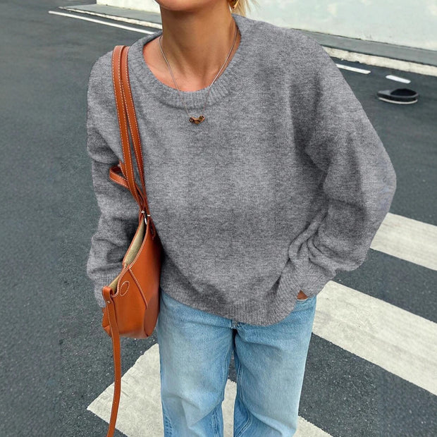 Damen Bequemer Pullover aus feiner Strickqualität mit zeitlosem Rundhalsausschnitt WW