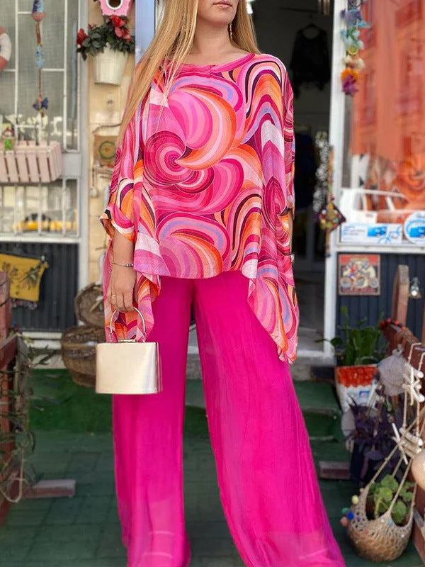 W&W Mode | Buntes Chiffon Bedrucktes Set