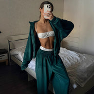 Damen Sportliche Fleece Loungewear-Anzug WW