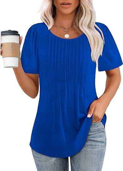 Damen Sommer T-Shirt mit Falten-Design WW