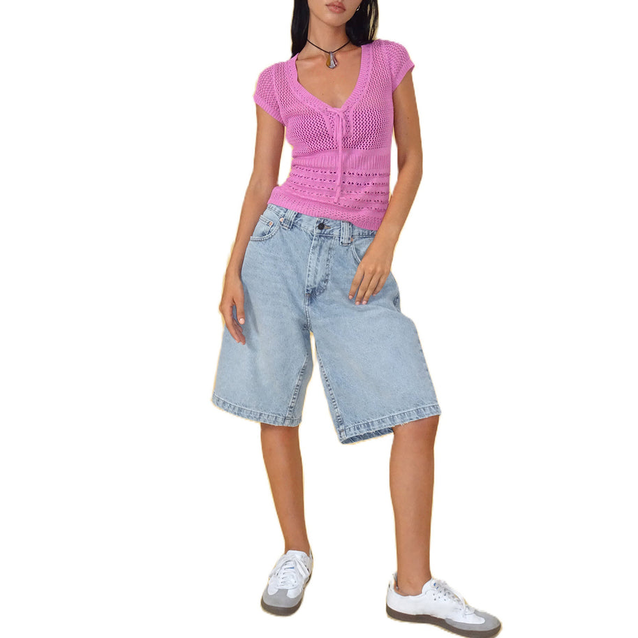 Damen Relaxed Fit Denim-Bermuda mit hohem Bund WW