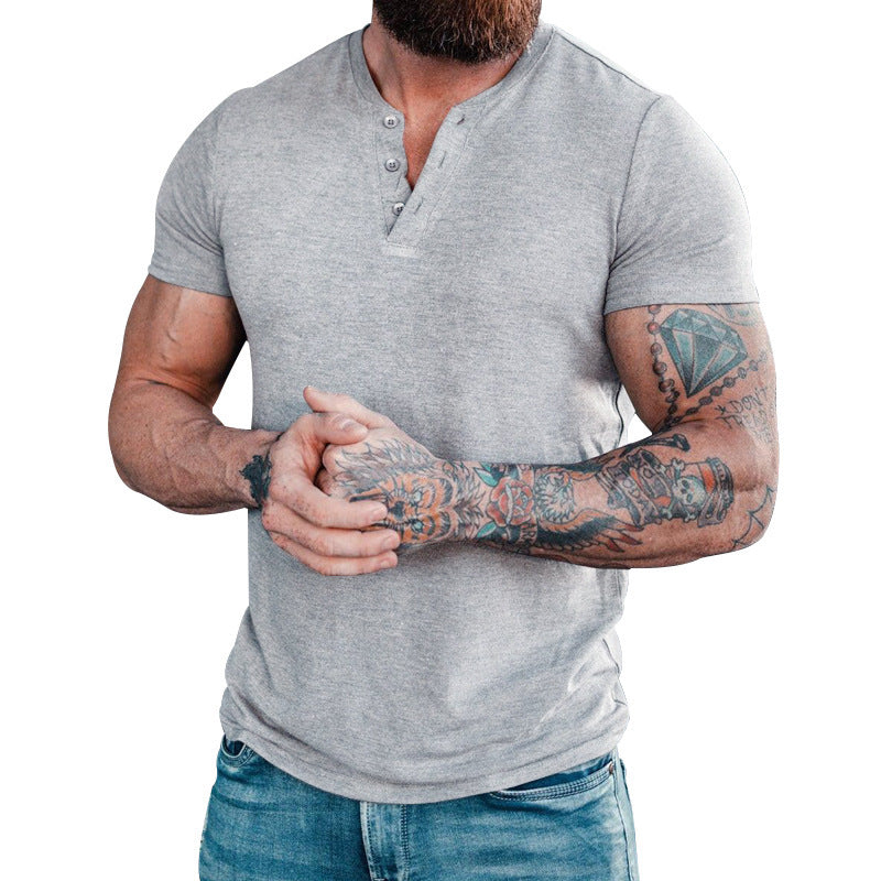 Herren modisches Kurzarmshirt mit klassischem Knopfleisten-Design WW