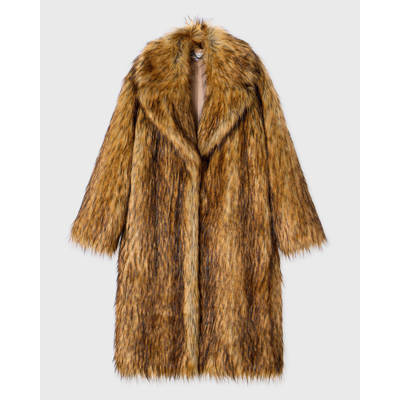 Damen Retro-Inspirierter Kunstpelzmantel WW