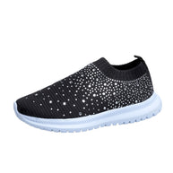 Damen Sneakers mit funkelnden Strass-Applikationen und elastischem Strick-Obermaterial WW