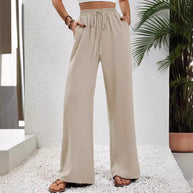 Damen Weite Freizeit-Hosen mit elastischem Bund und praktischen Seitentaschen WW