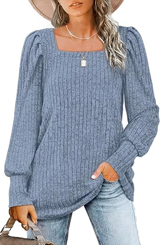 Damen Pullover mit geripptem Design und Ballonärmeln WW