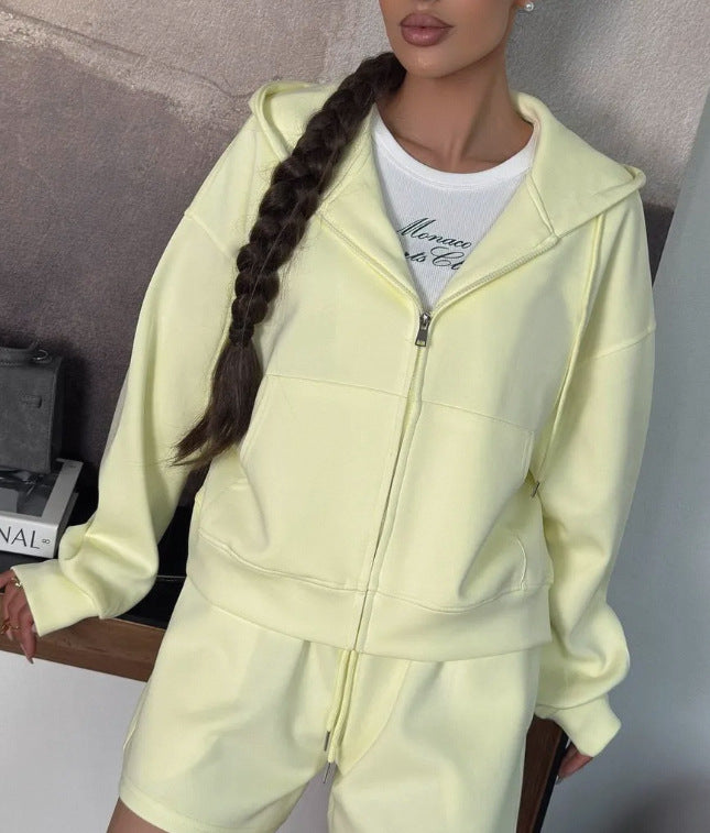 Damen bequeme Hoody-Shorts Kombination WW