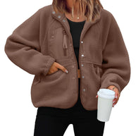 Damen Sportliche Fleecejacke mit praktischen Taschen WW