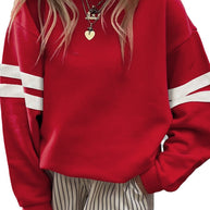 Damen Sportlicher Oversized Pullover mit Streifenakzenten und lässigem Schnitt WW