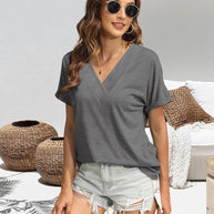 Damen lässiges V-Ausschnitt T-Shirt aus hochwertigem Jersey WW