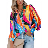 Damen auffällige Bluse mit strukturierten Ärmeln WW