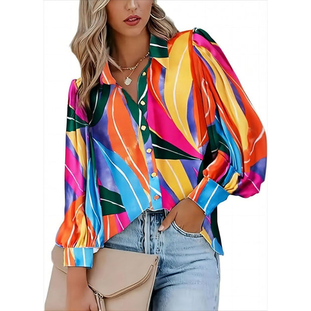 Damen auffällige Bluse mit strukturierten Ärmeln WW