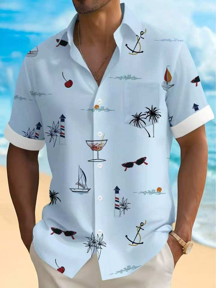 Herren Freizeithemd mit maritimen Motiven WW