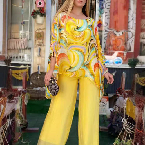 W&W Mode | Buntes Chiffon Bedrucktes Set