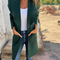 Damen lässiger oversize Mantel mit offenem Kragen und praktischen Taschen WW