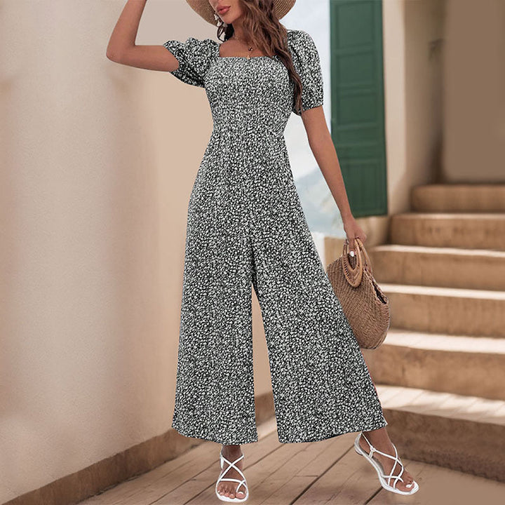 Damen Oversized Jumpsuit mit Puffärmeln und elastischem Taillenbund W&W Mode