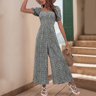 Damen Oversized Jumpsuit mit Puffärmeln und elastischem Taillenbund WW