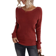 Damen lässiger Strickpullover mit offenem Rückendesign WW