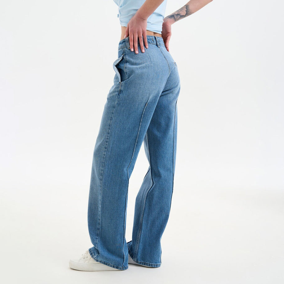 Damen weite high-waist Jeans mit trendigem Vintage-Design WW