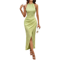 Damen Maxikleid mit hohem Schlitz und eleganter Raffung WW