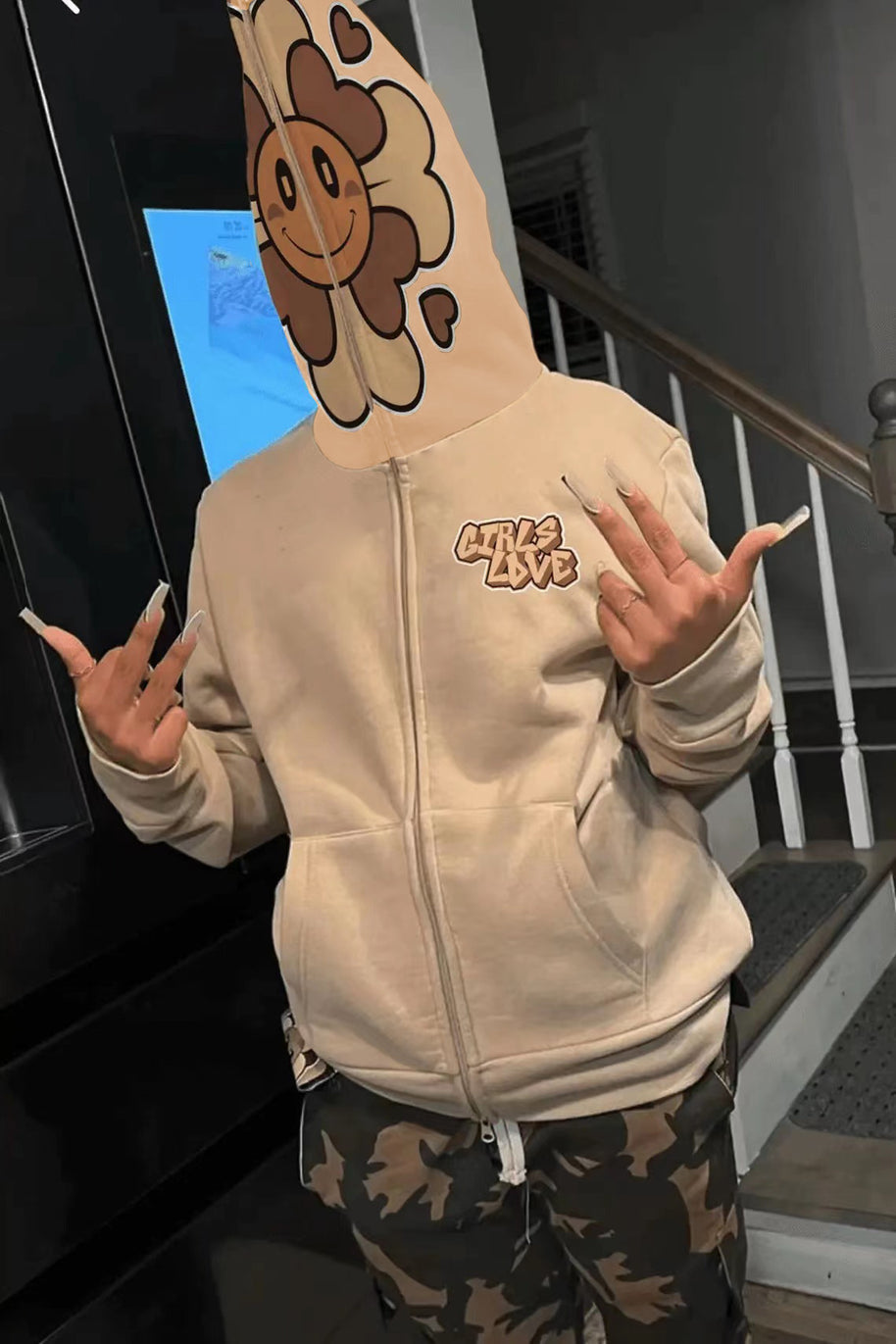 Damen sportlicher Kapuzenpullover mit fröhlichem Blumenmotiv WW