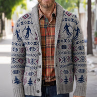 Herren Strickjacke mit exklusivem Norweger-Muster und praktischen Taschen WW