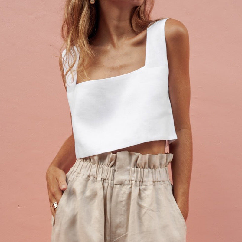 Damen Cropped Top mit quadratischem Ausschnitt und breiten Trägern WW