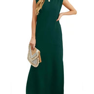Damen elegantes Maxikleid mit schlichter Silhouette und lässigen Ärmeln WW
