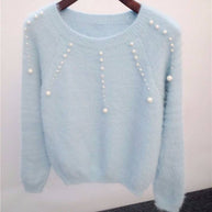 Damen stilvoller Pullover mit eleganten Perlenakzenten WW