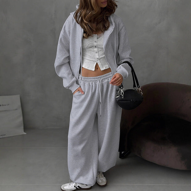 Damen Bequemes Oversized-Lounge-Set mit Kapuze und elastischem Bund WW