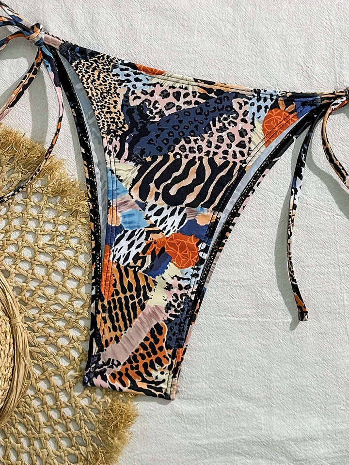 Damen Bandeau-Bikini mit verstellbaren Trägern und animalischem Muster W&W Mode