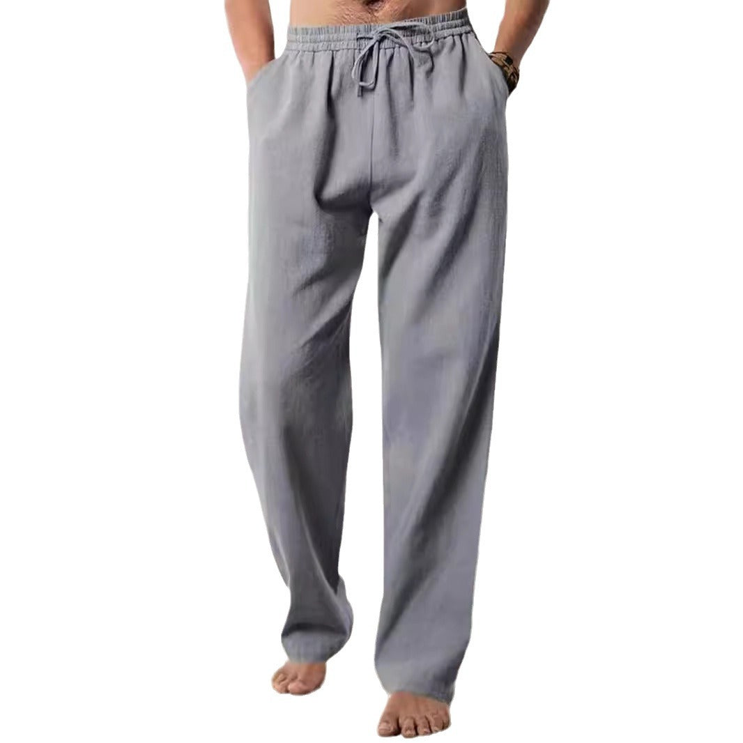 Herren Bequeme Leinenhose mit verstellbarem Bund W&W Mode