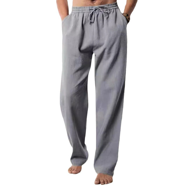 Herren Bequeme Leinenhose mit verstellbarem Bund W&W Mode