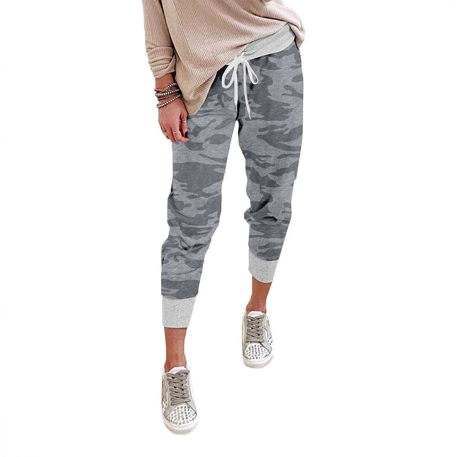 Damen bequeme Camouflage Jogginghose mit elastischem Bund und Bündchen WW