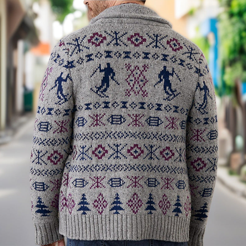 Herren Strickjacke mit exklusivem Norweger-Muster und praktischen Taschen WW